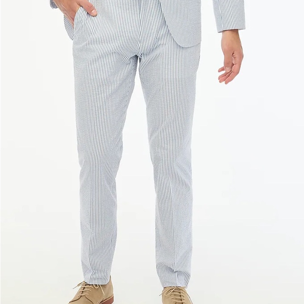 J. Crew NWOT Thompson Seersucker Blue & White Pants 31x32